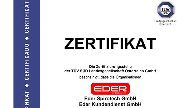 Eder Spirotech GmbH: ISO9001 : 2015
